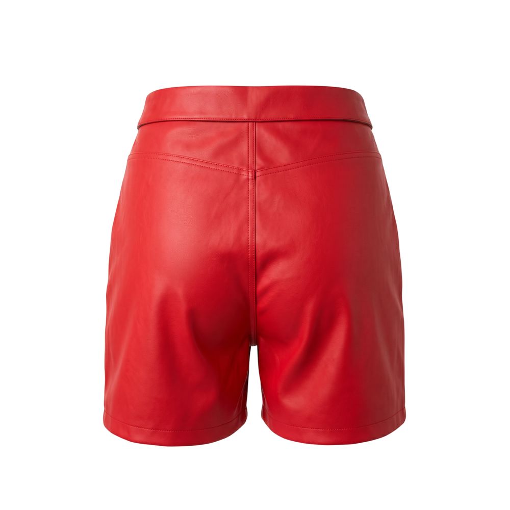 Red Polyester Women Shorts