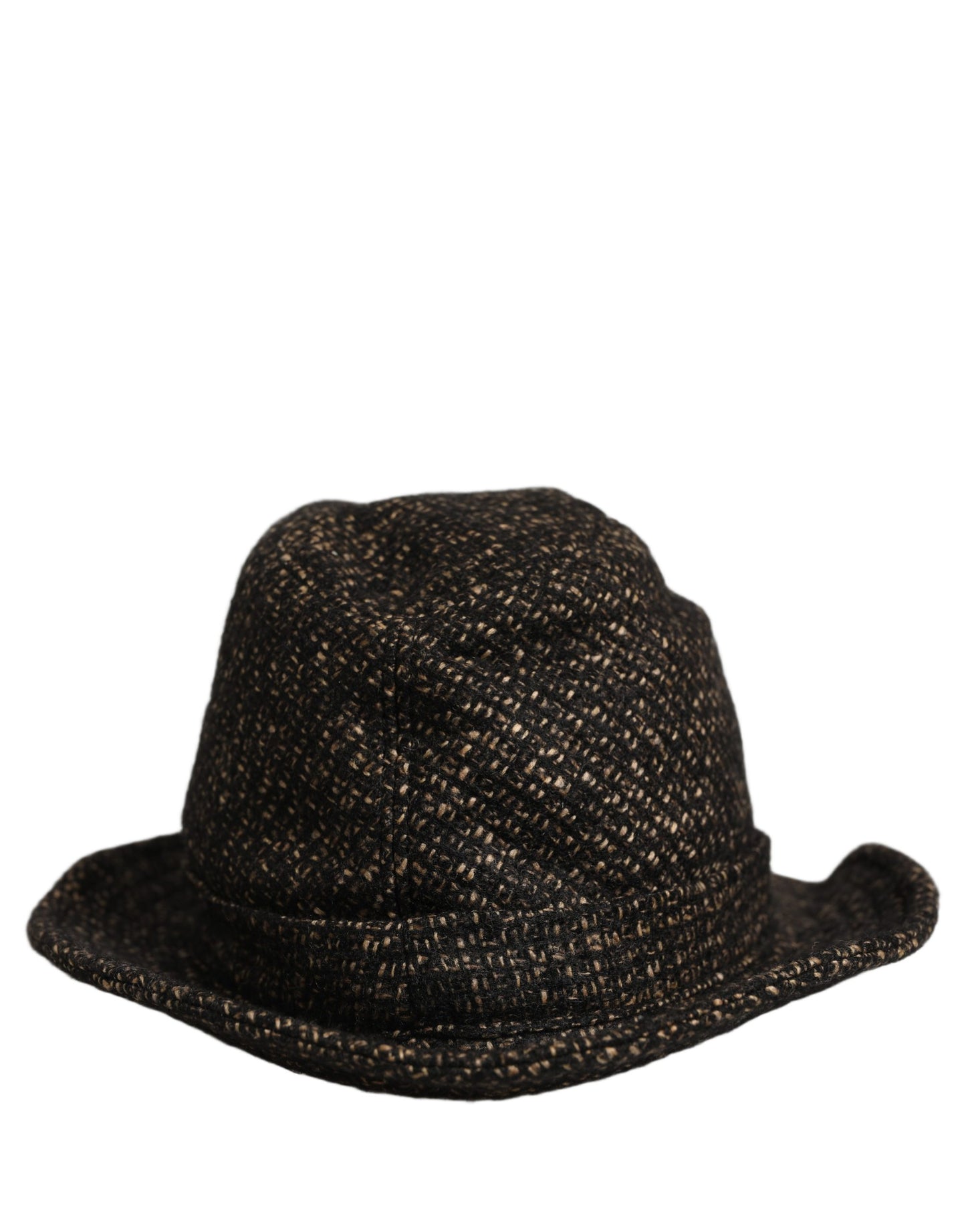 Gray Melange Blended Textured Tweed Capello Hat