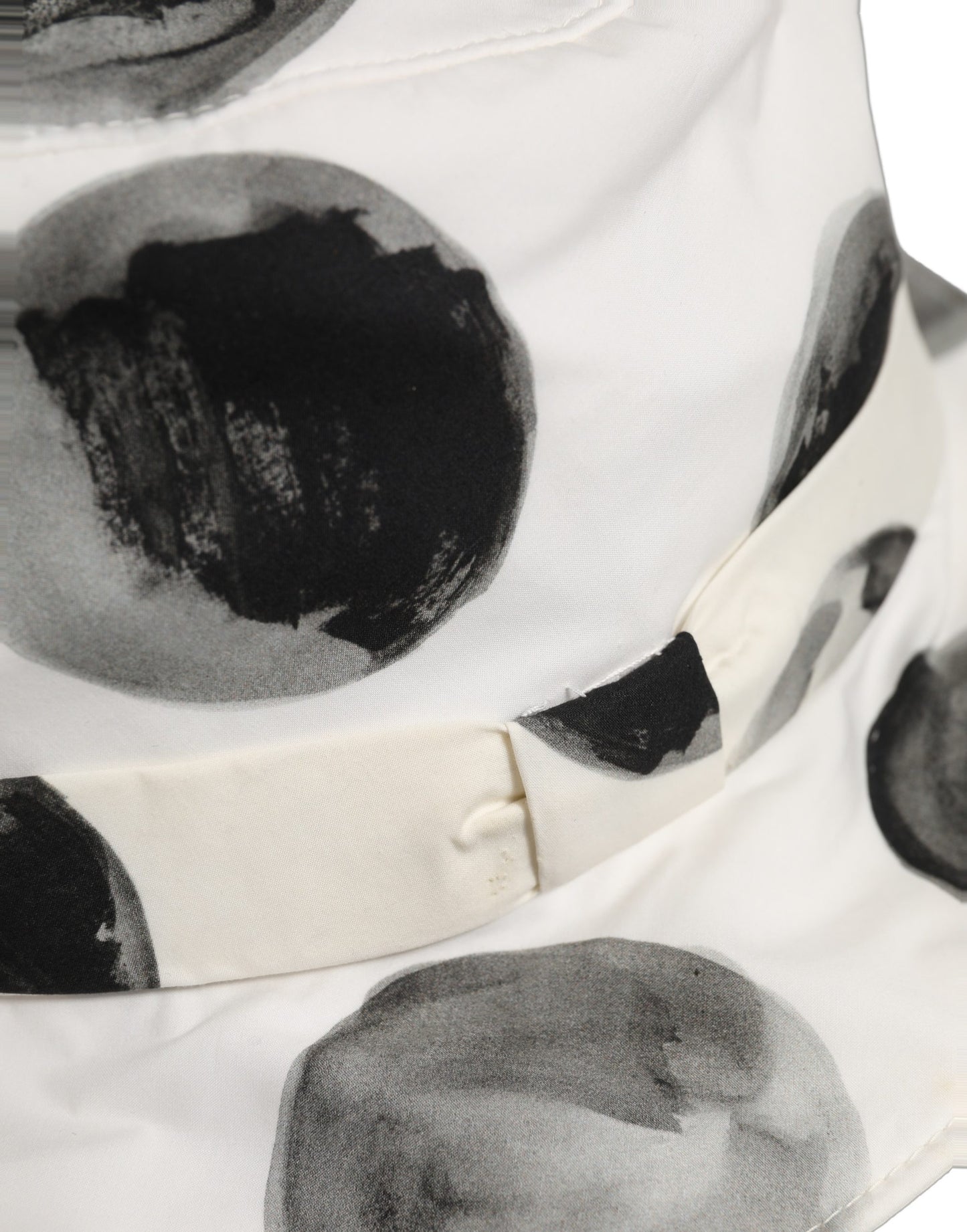 White Cotton Big Polka Dot Pattern Bucket Hat