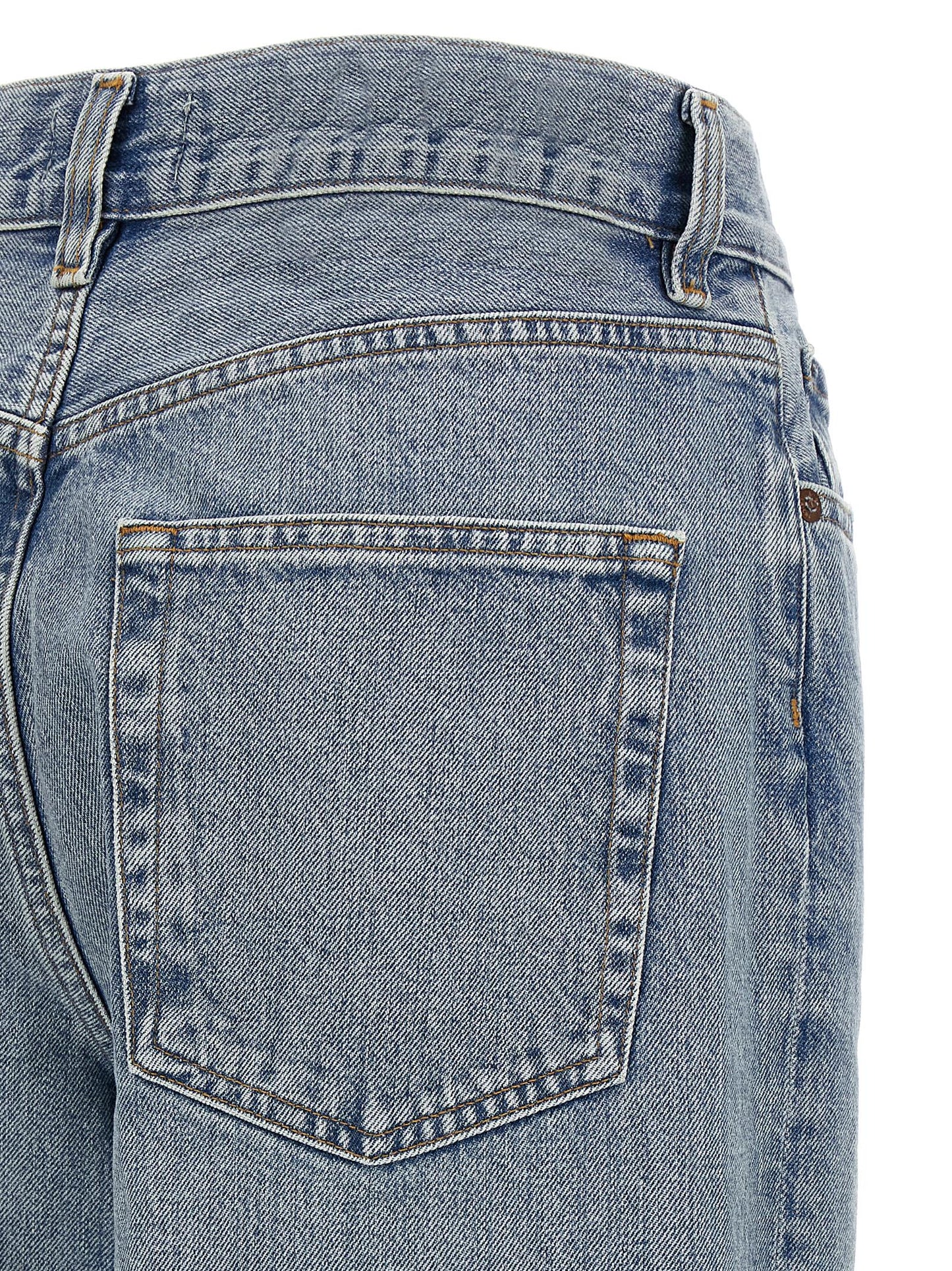 Blue Cotton Straight-Leg Jeans