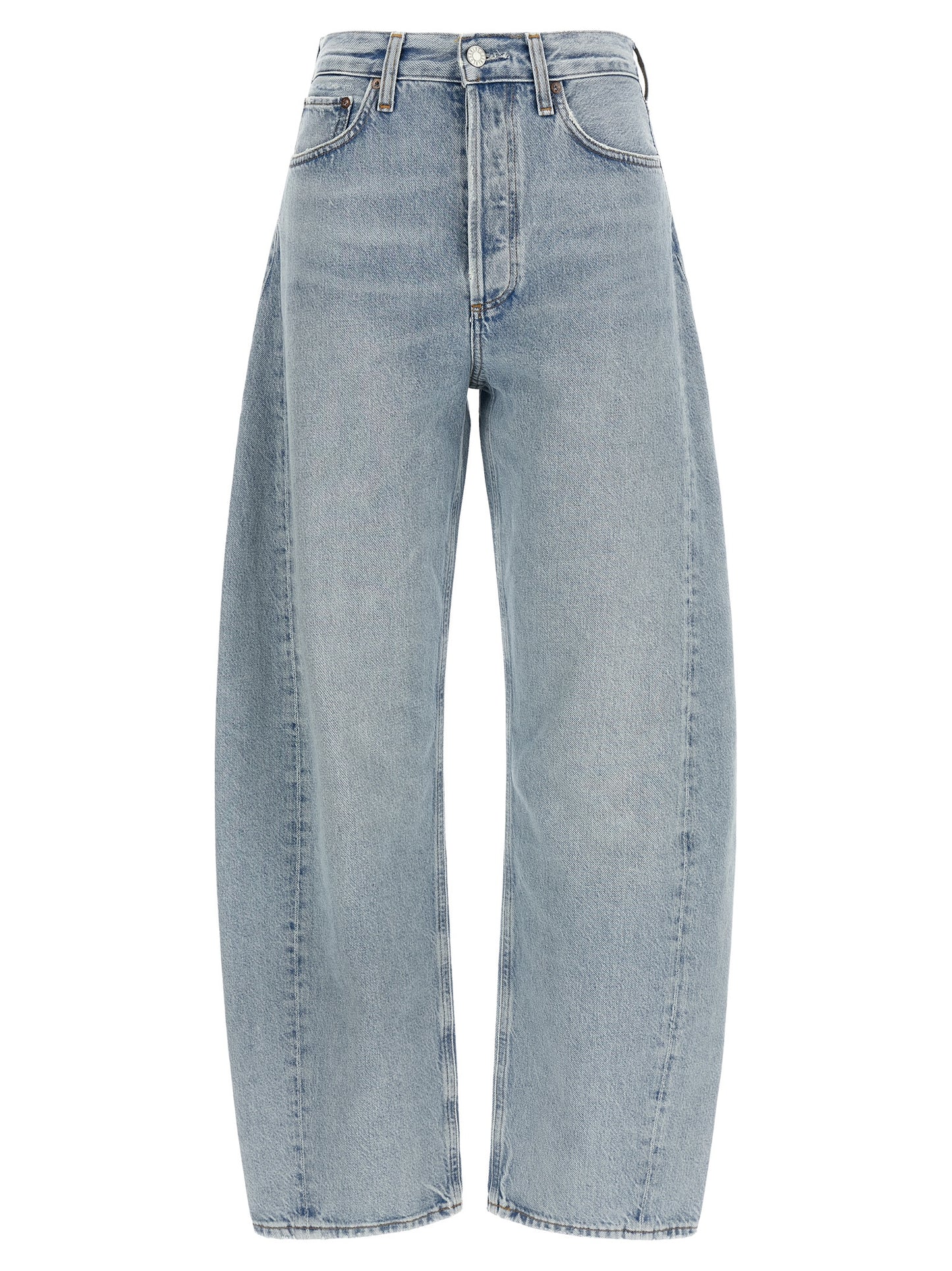 Blue Cotton High-Waisted Jean