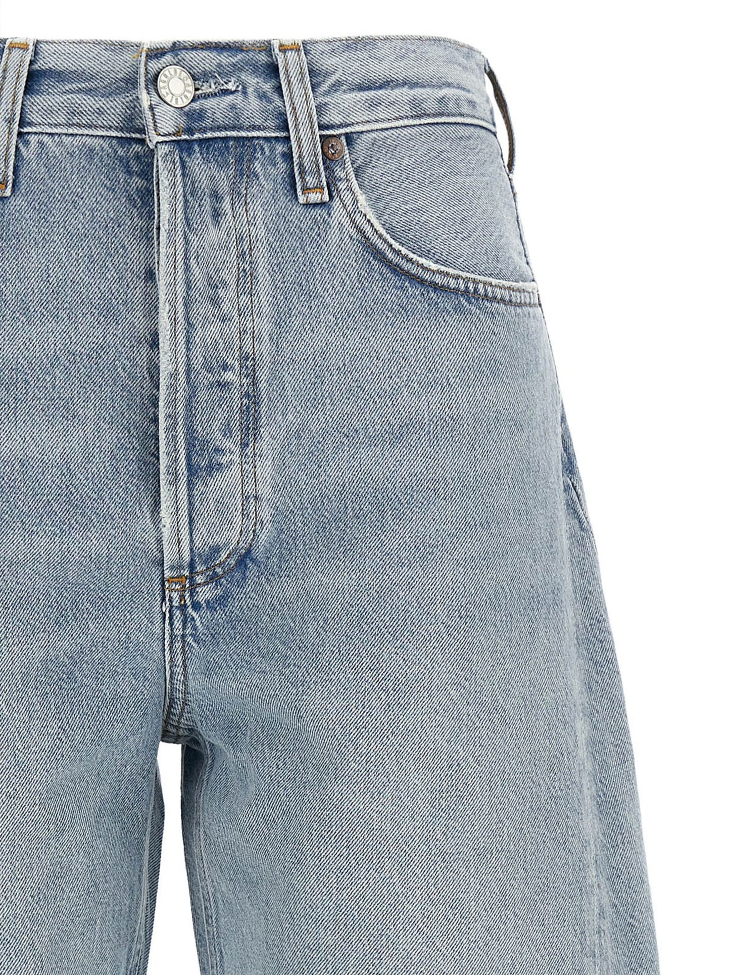 Blue Cotton High-Waisted Jean