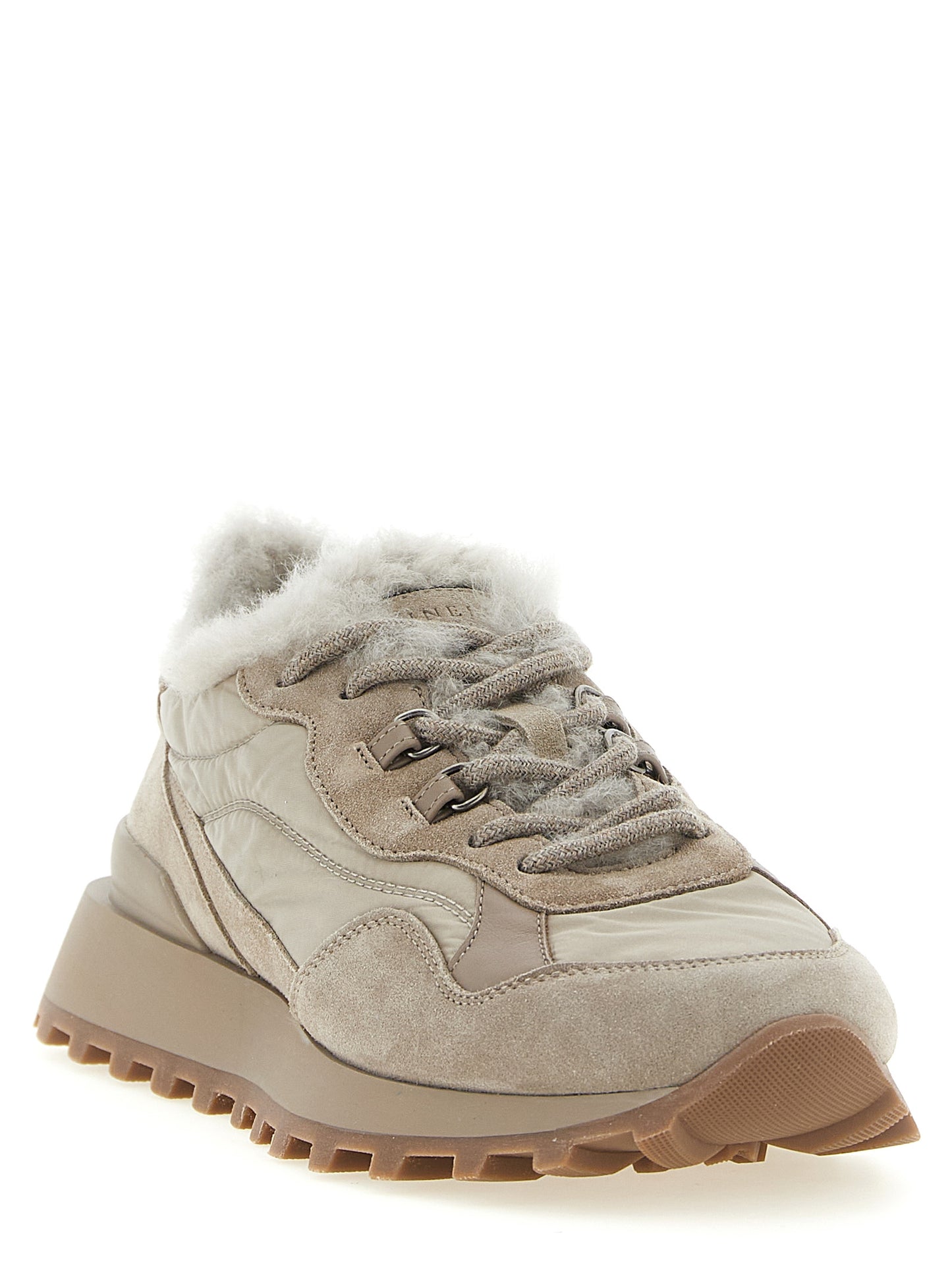 Beige Calfskin Athletic Sneakers
