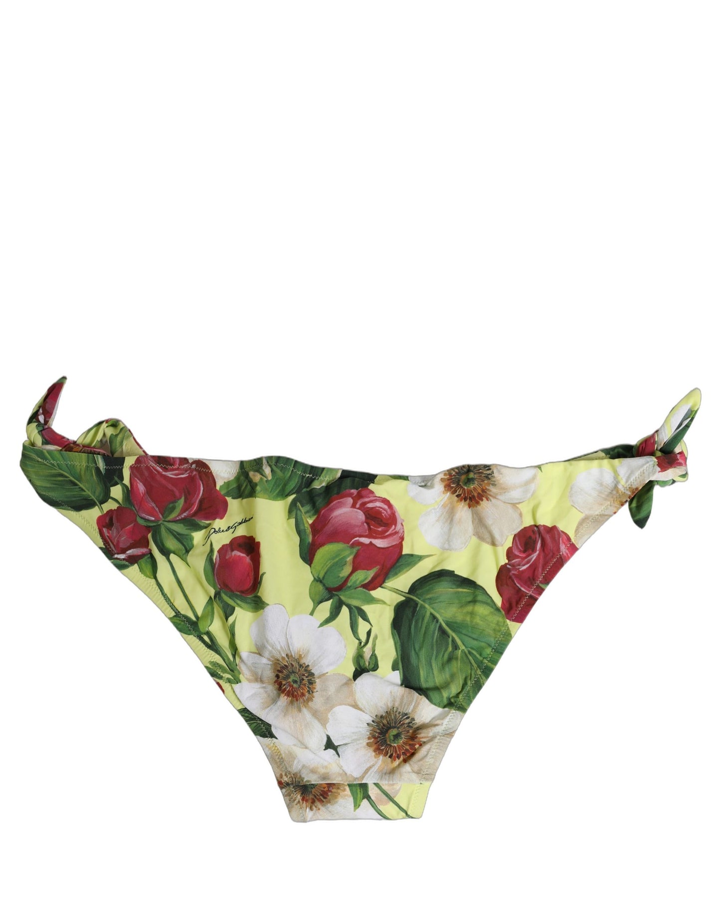 Yellow Floral Print Nylon Beachwear Bikini Bottom