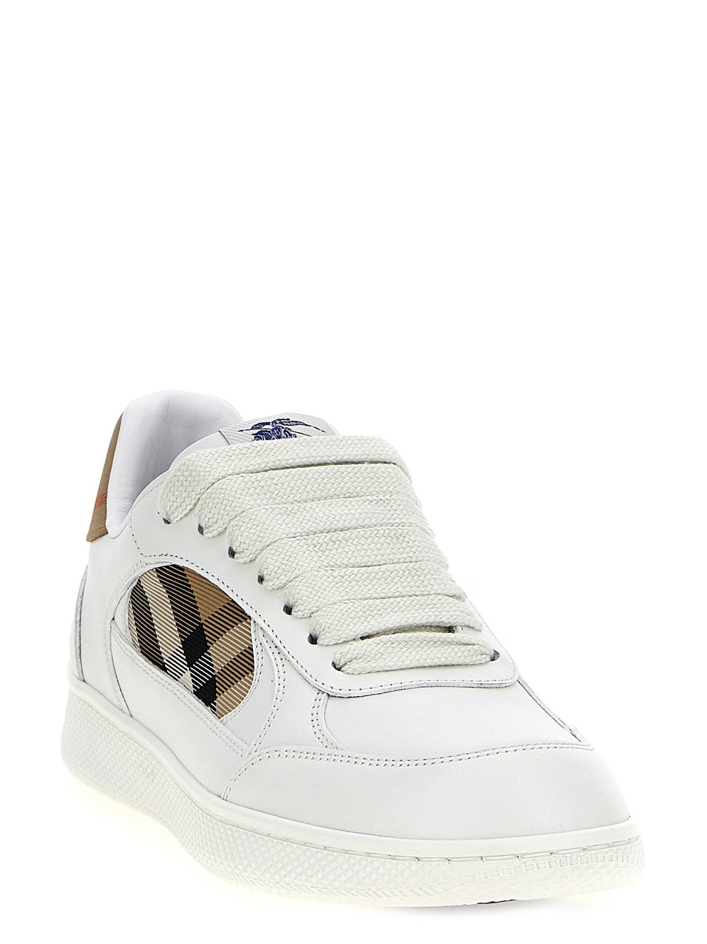 Beige Leather Low Top Sneakers