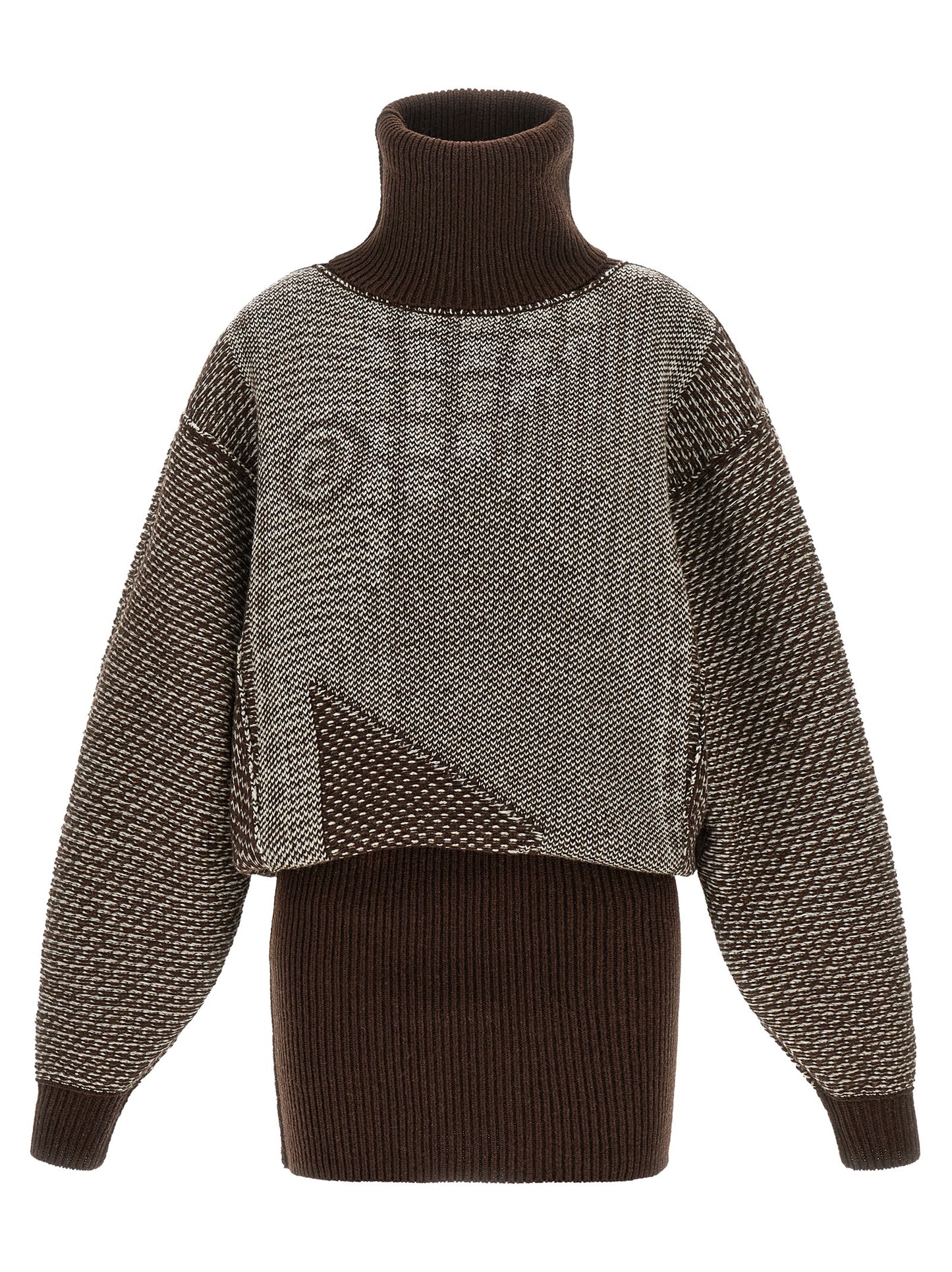 Brown Wool Short Dress