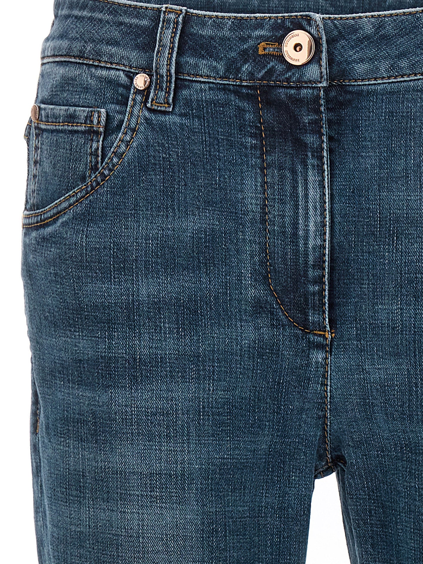 Blue Cotton Straight-Leg Jeans