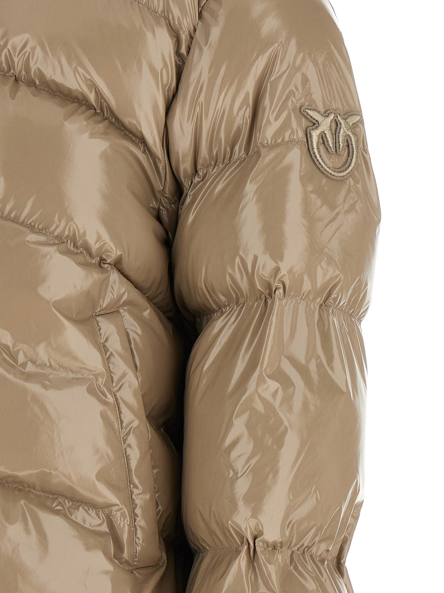 Beige Polyamide Full-Length Jacket
