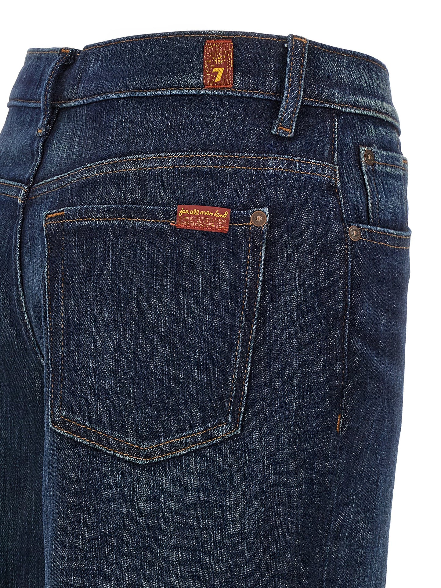 Blue Cotton Flared Jeans
