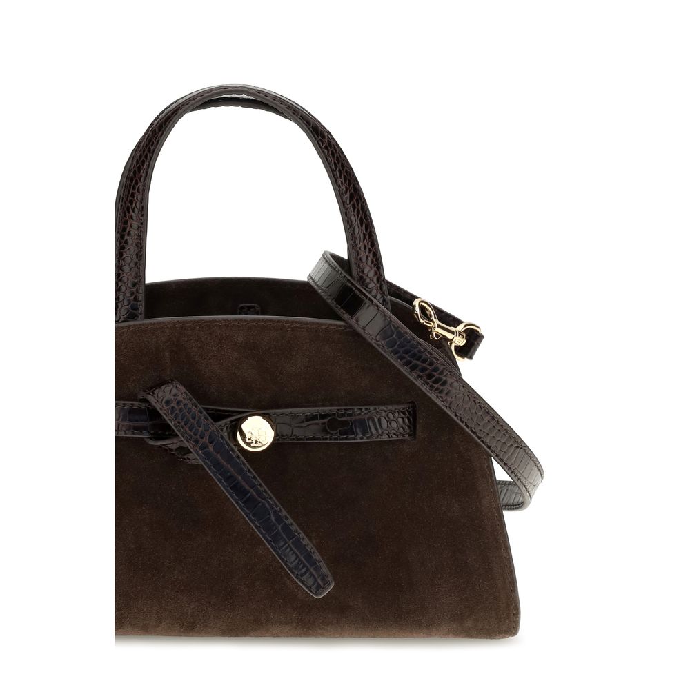 Brown Suede Leather Handbag