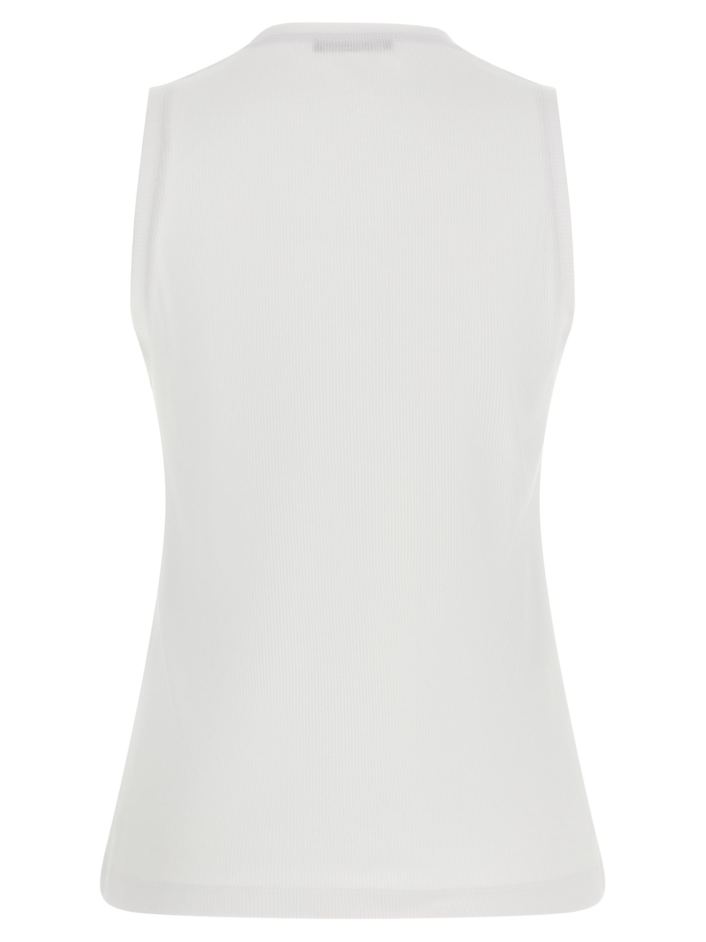 White Cotton Sleeveles T-Shirt