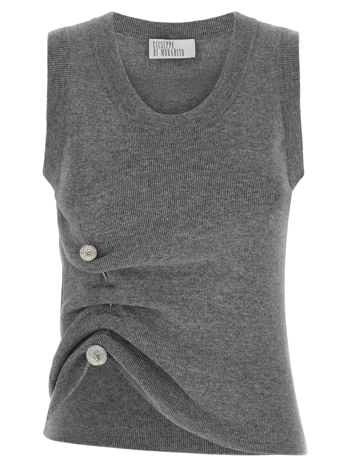 Gray Virgin Wool Sleeveles Sweater