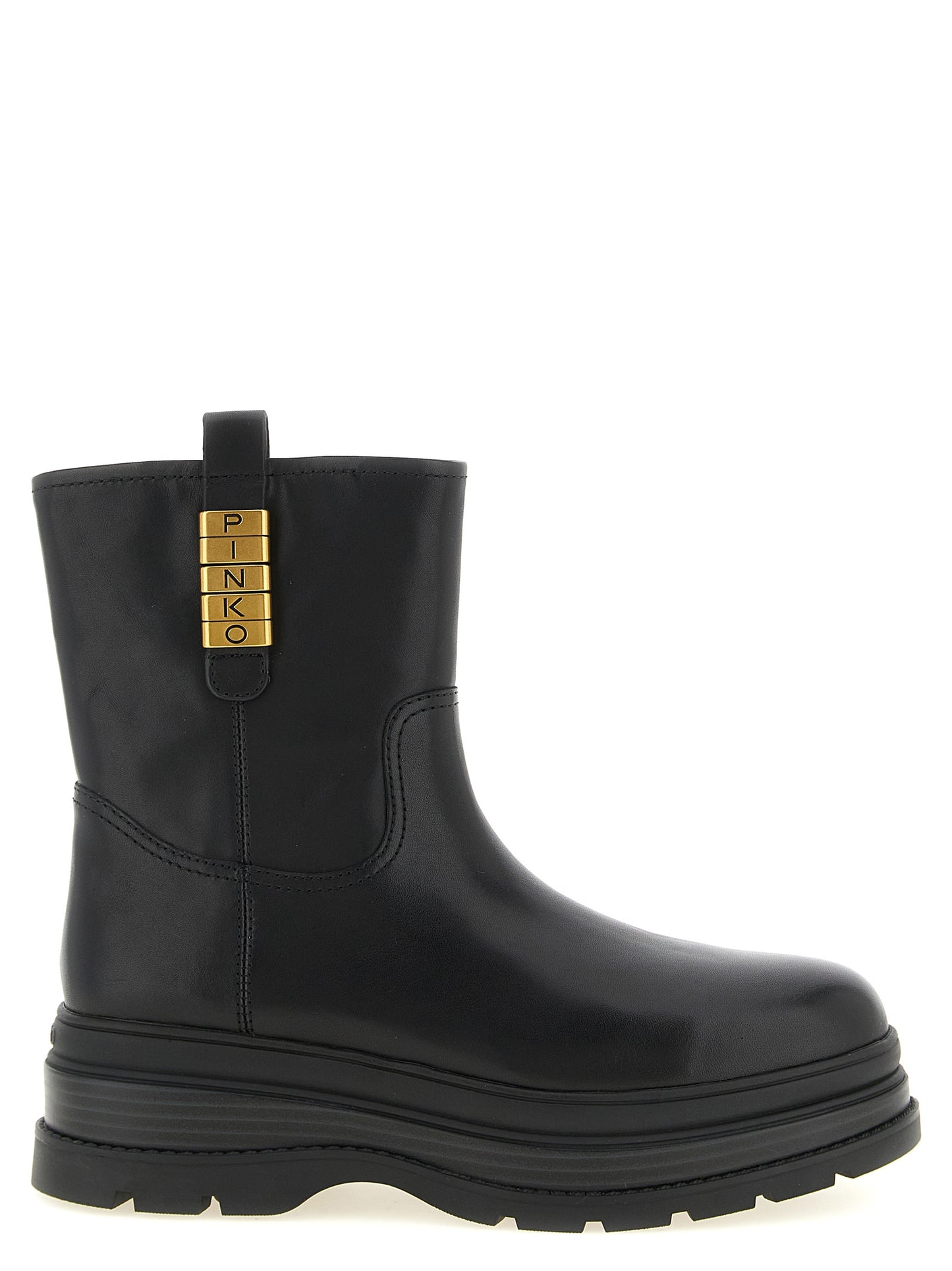 Black Cowhide Ankle Boots