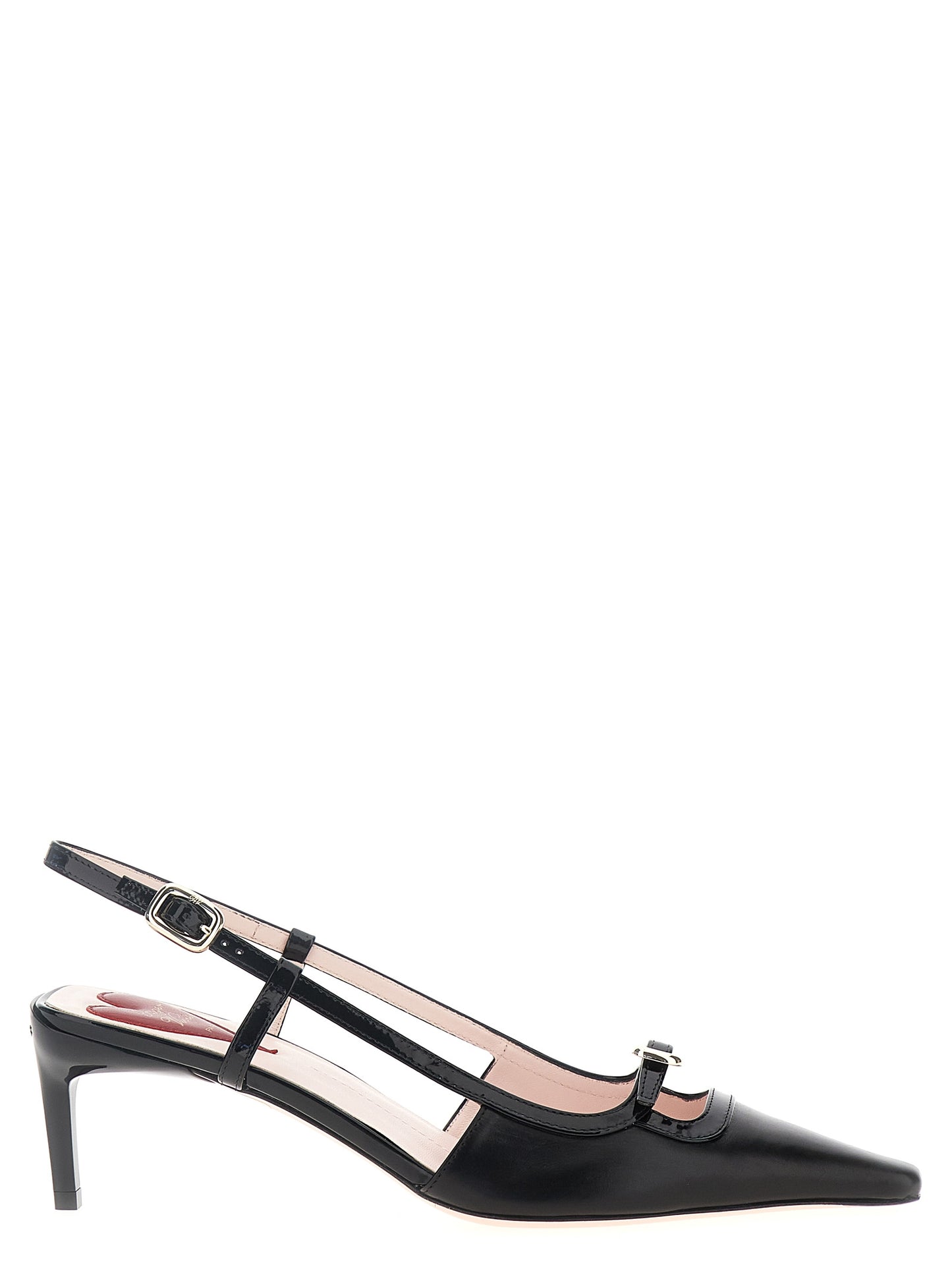 Black Calfskin Mid Heel Pumps