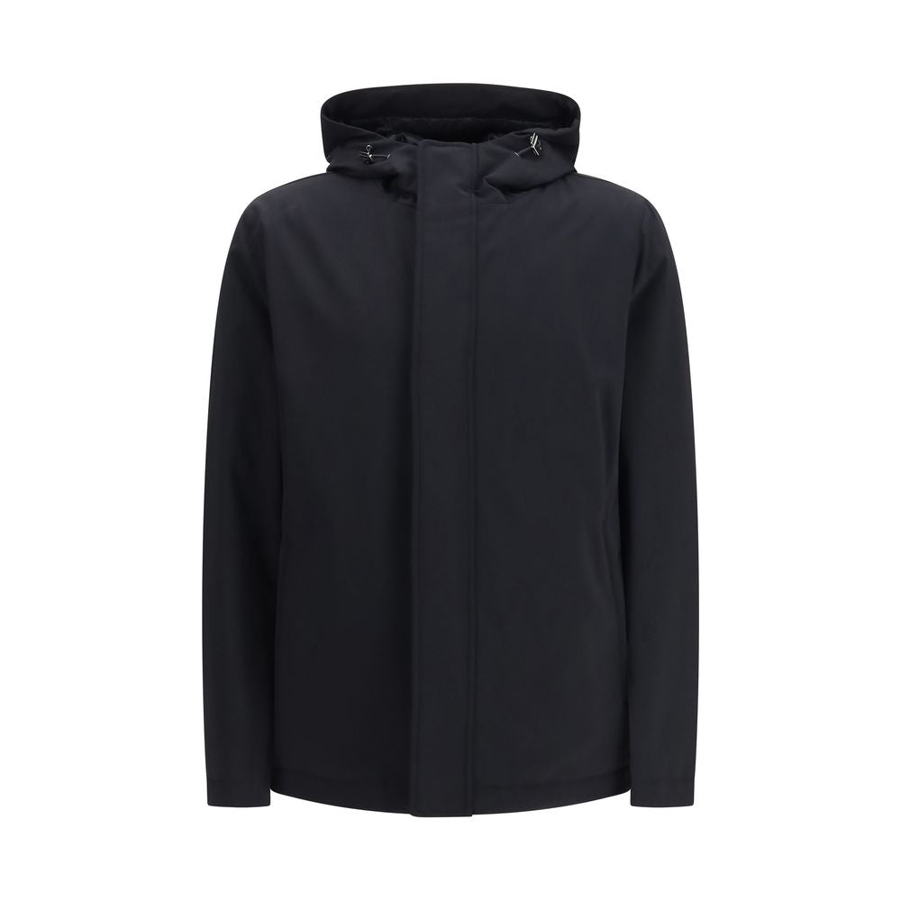 Black Polyester Full-Length Jacket