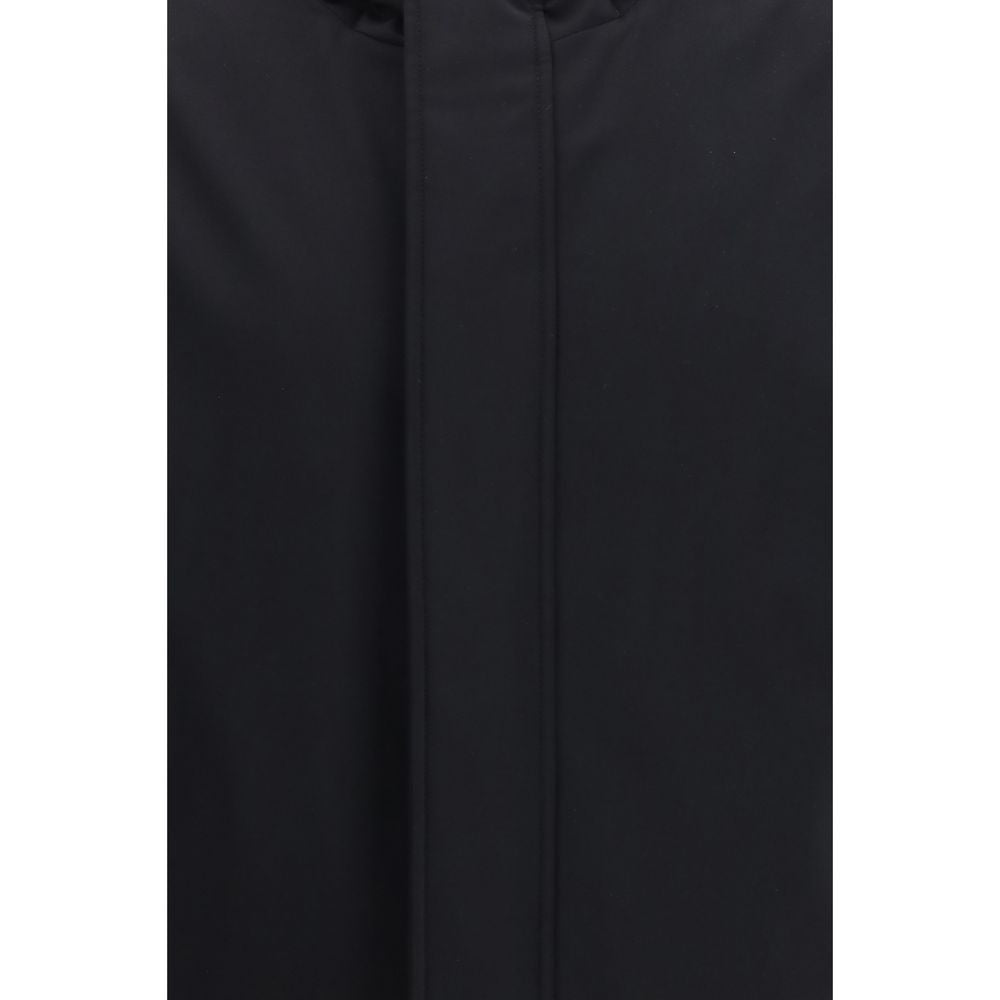 Black Polyester Full-Length Jacket