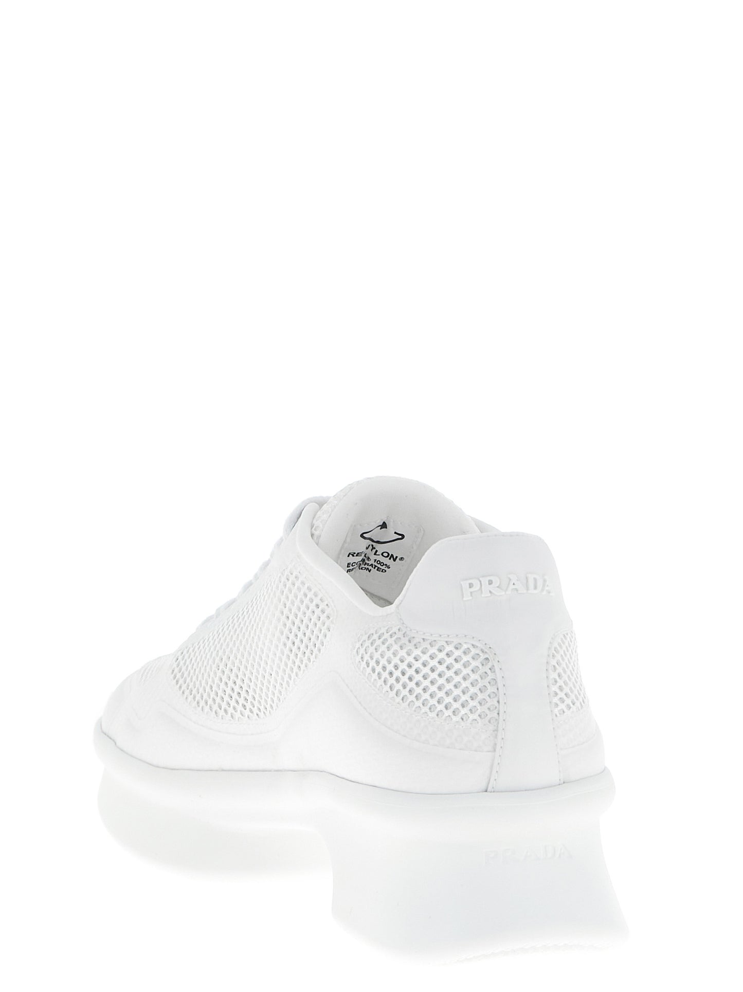 White Polyester Athletic Sneakers