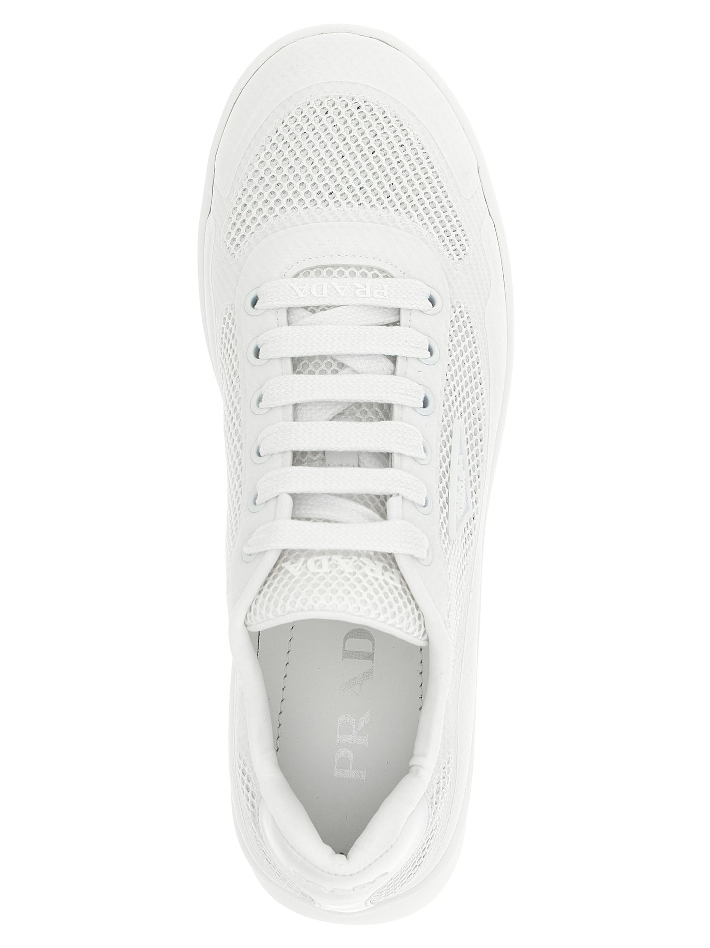 White Polyester Athletic Sneakers