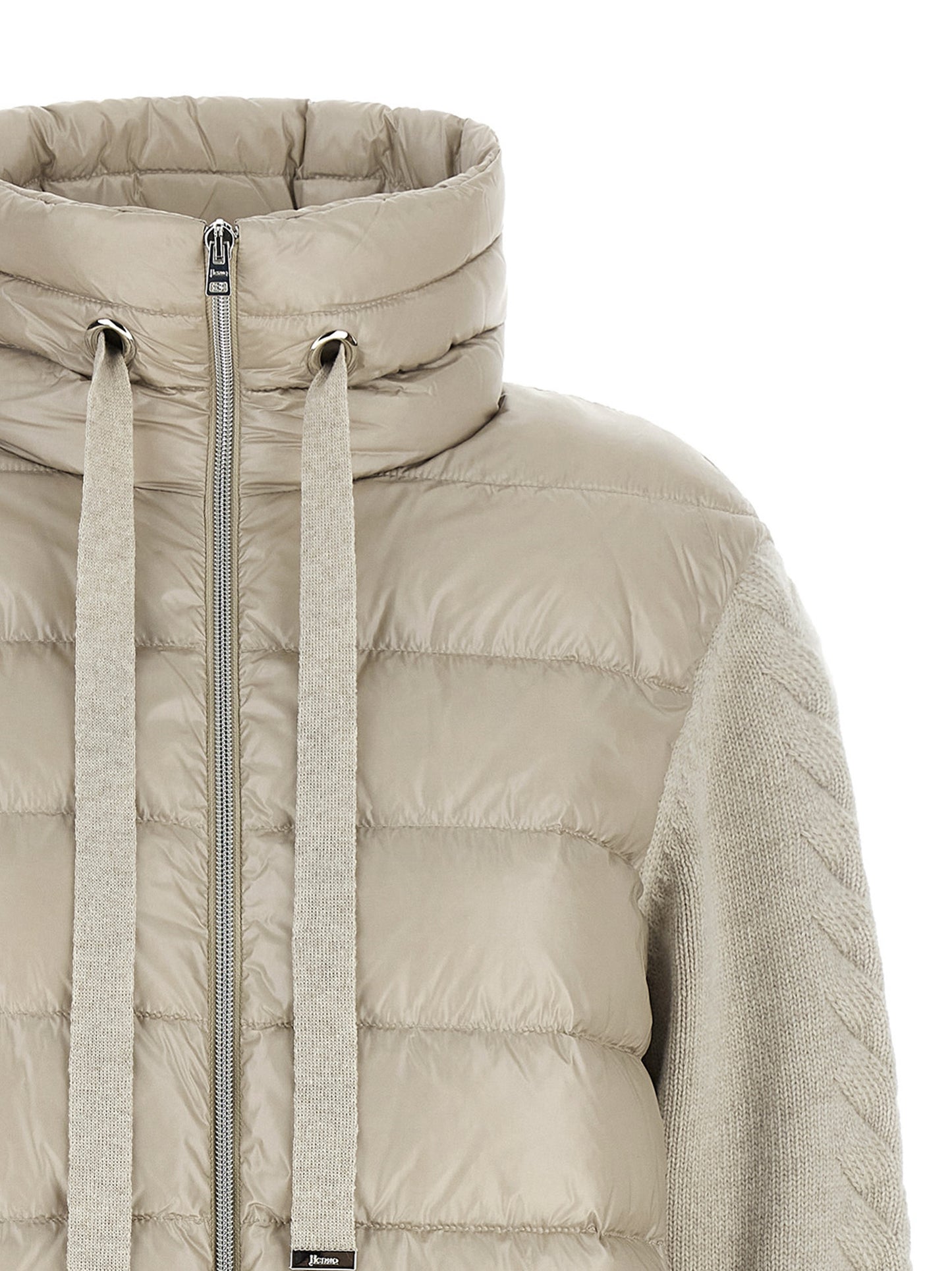 Beige Polyamide Full-Length Jacket