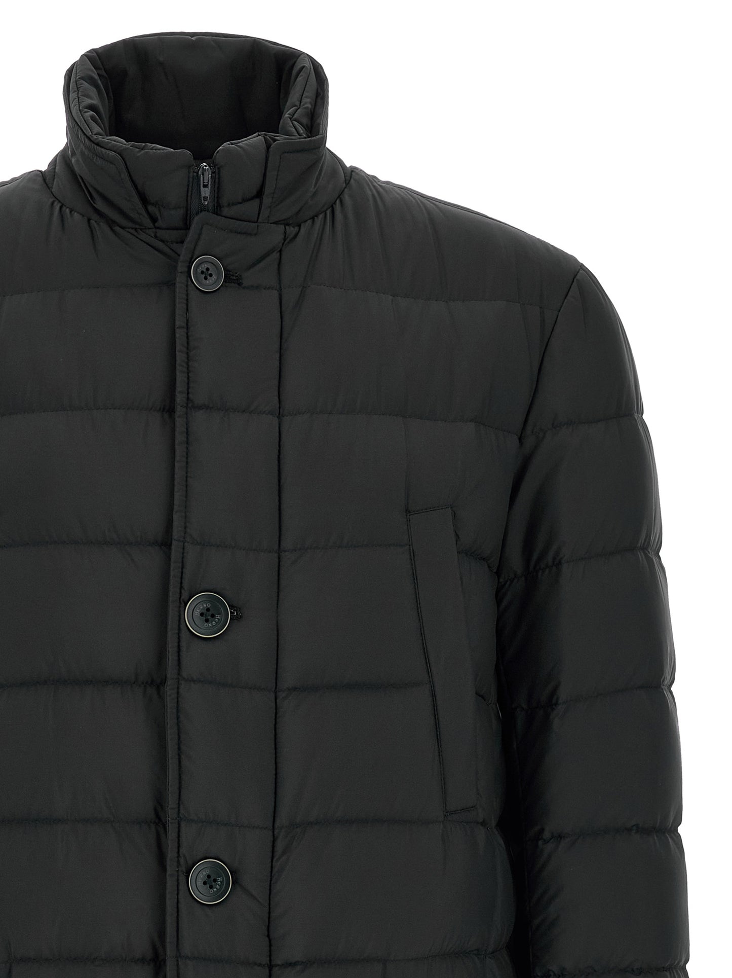 Black Polyamide Full-Length Jacket