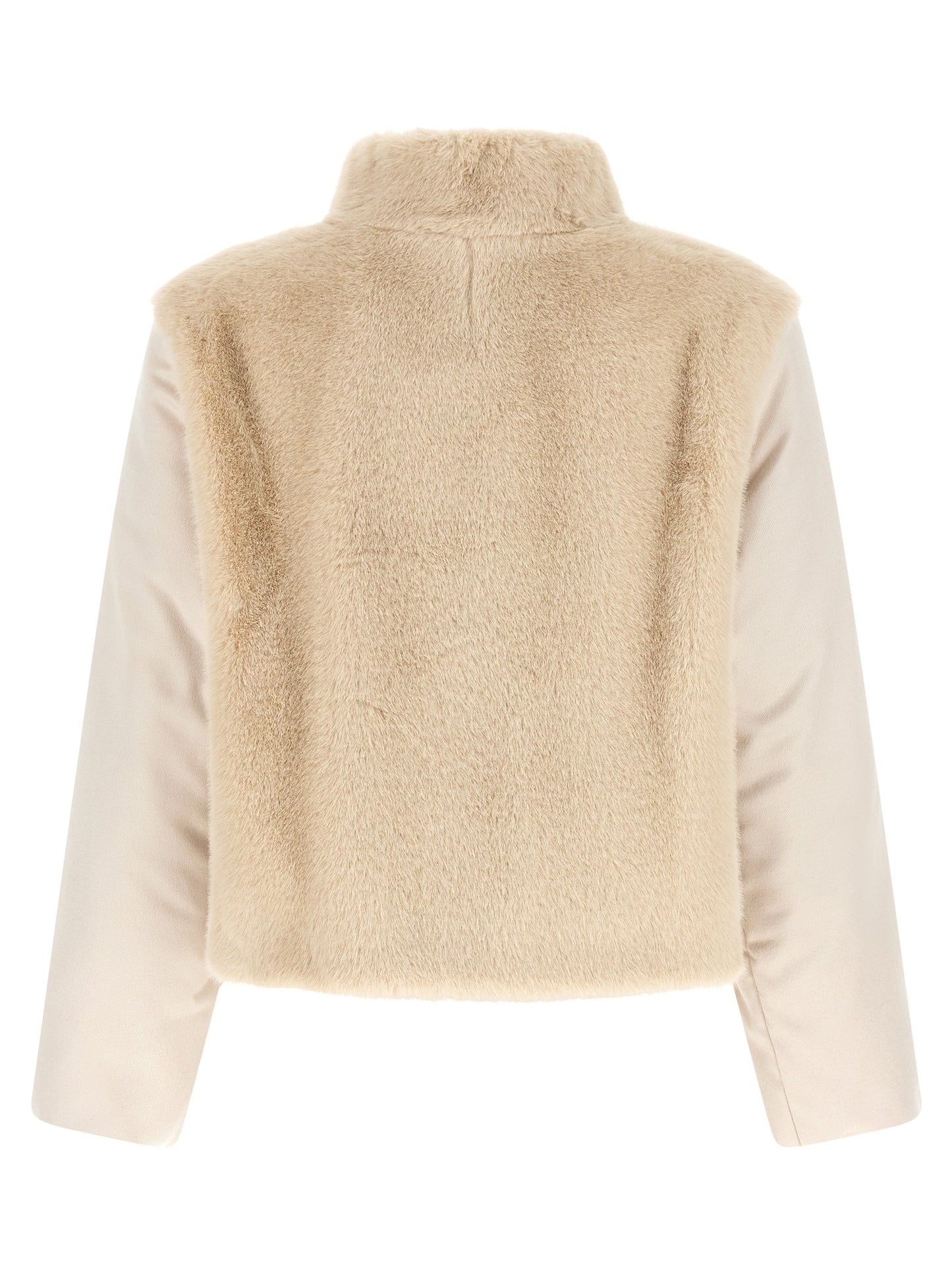 Beige Polyester Full-Length Jacket