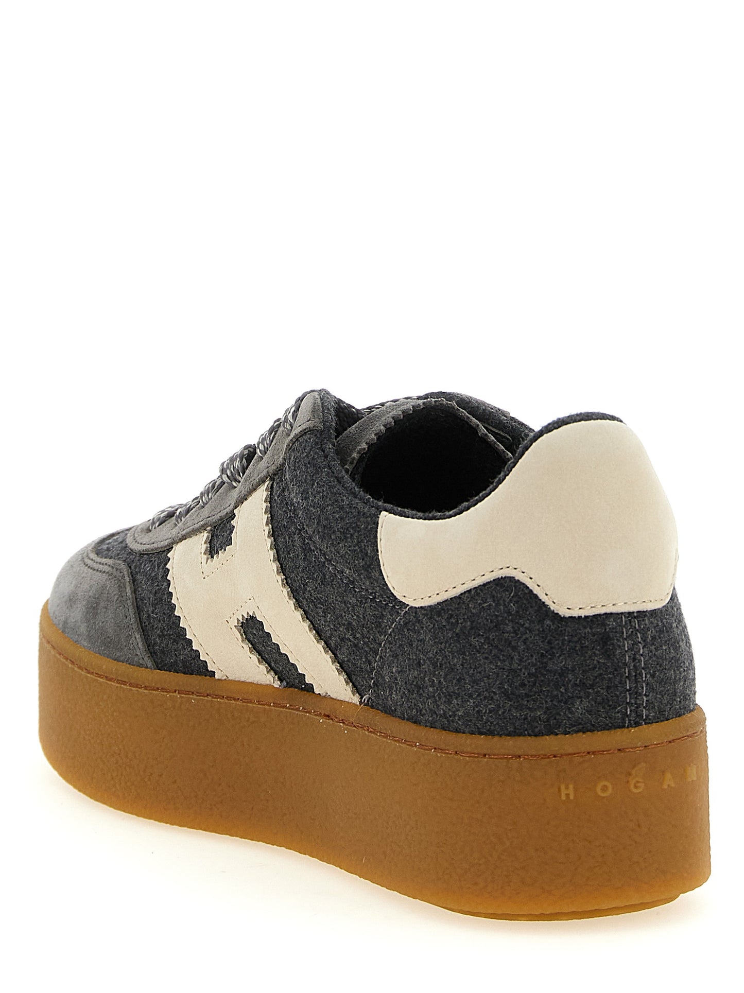 Gray Wool Platform Sneakers