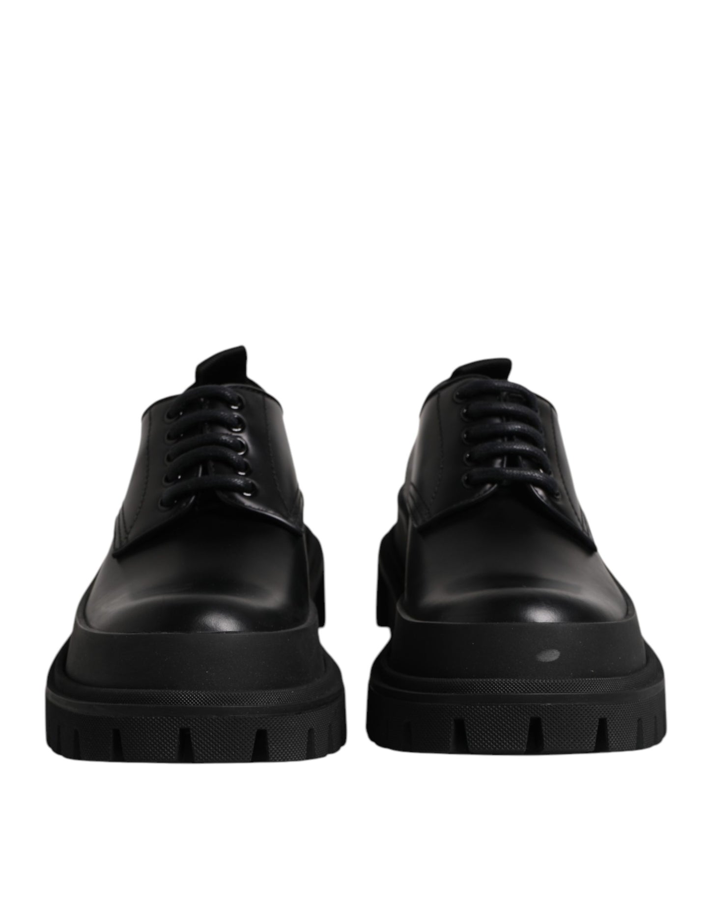 Black Leather Hi-Trekking Derby Shoes