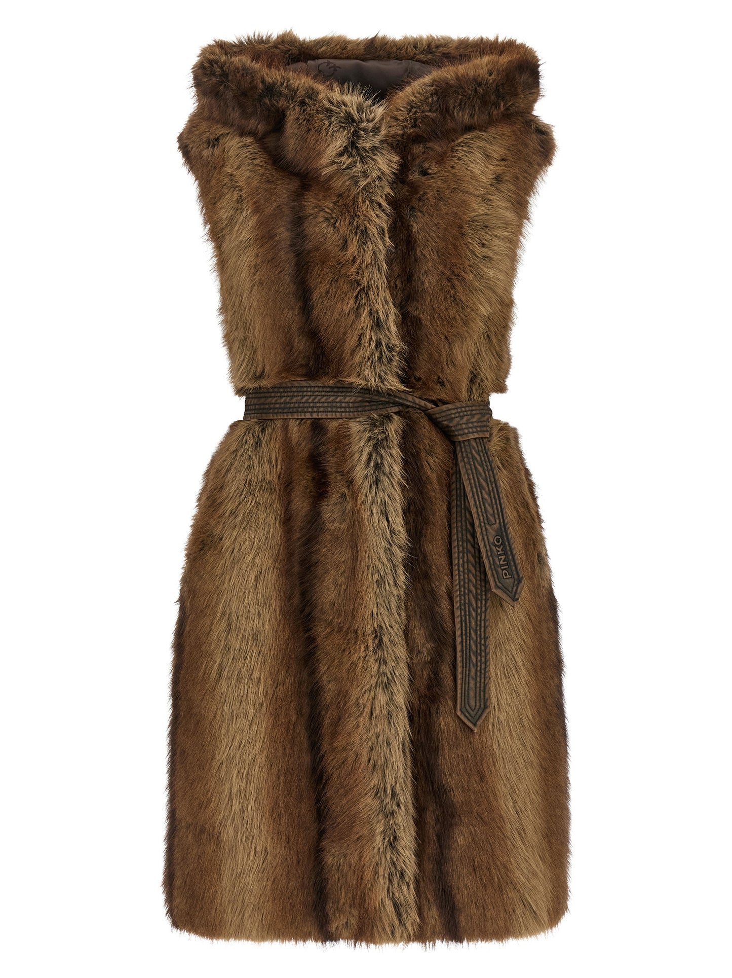 Brown Polyester Sleeveless Jacket
