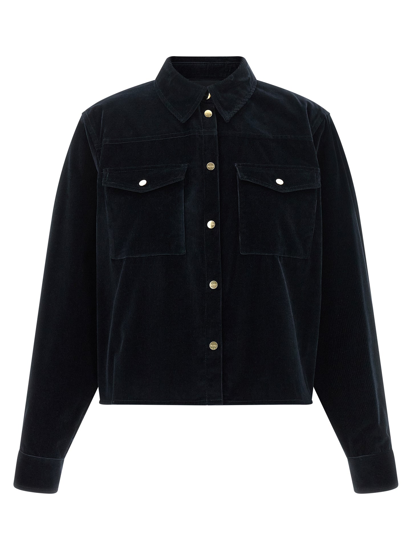 Blue Cotton Full-Length Jacket