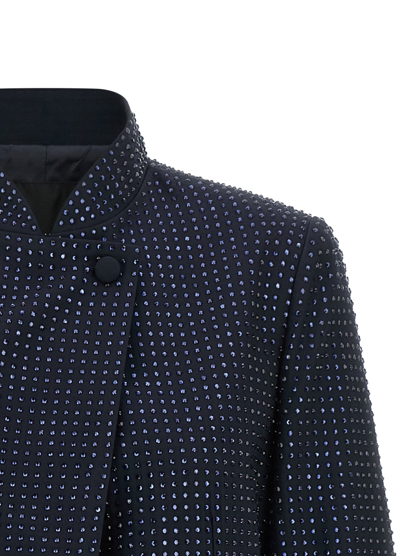 Blue Polyester Full-Length Jacket
