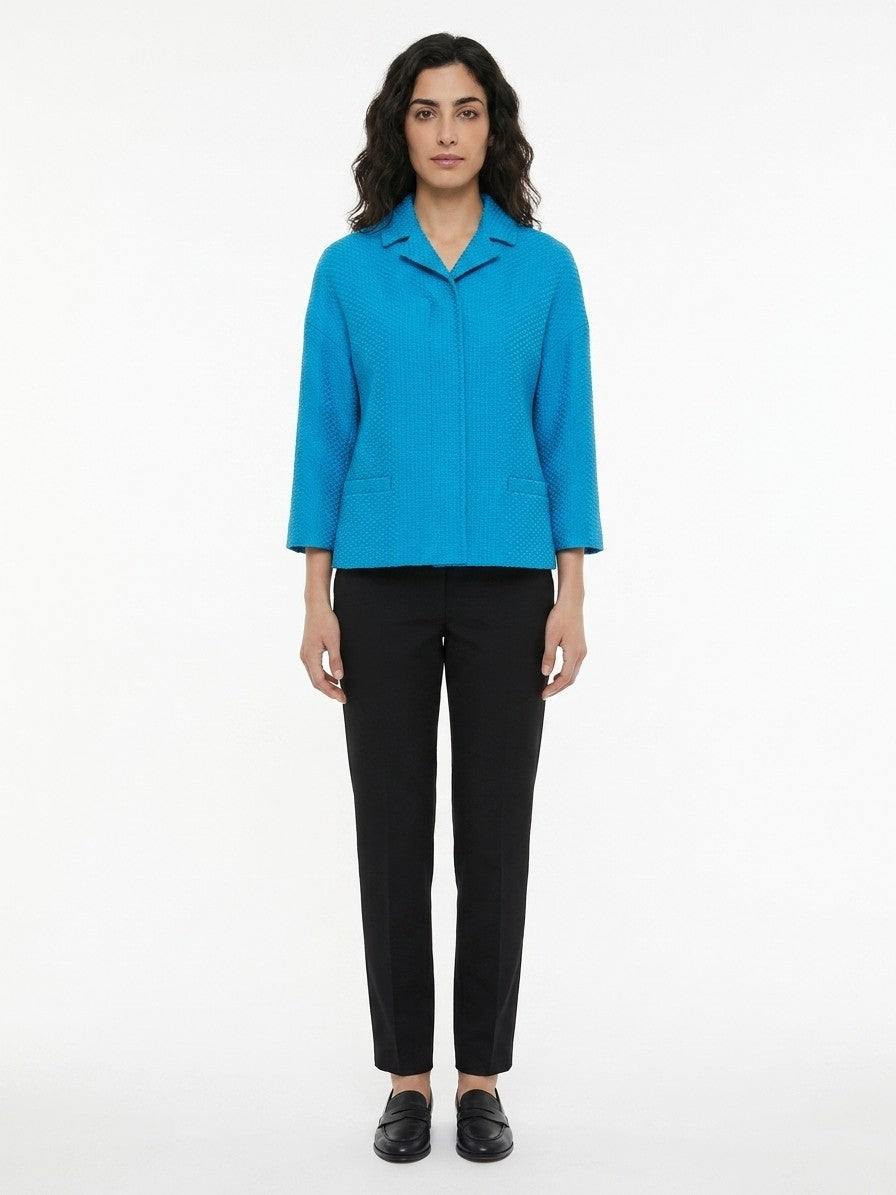 Blue Cotton Full-Length Jacket