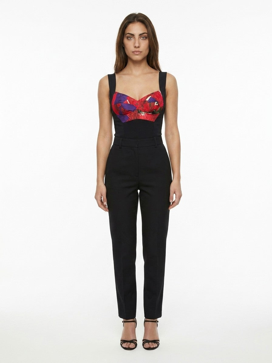 Multicolor Silk Sleeveles T-Shirt