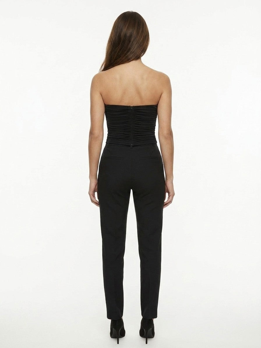 Black Elastane Sleeveles T-Shirt