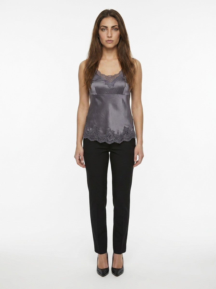 Gray Cotton Sleeveles T-Shirt