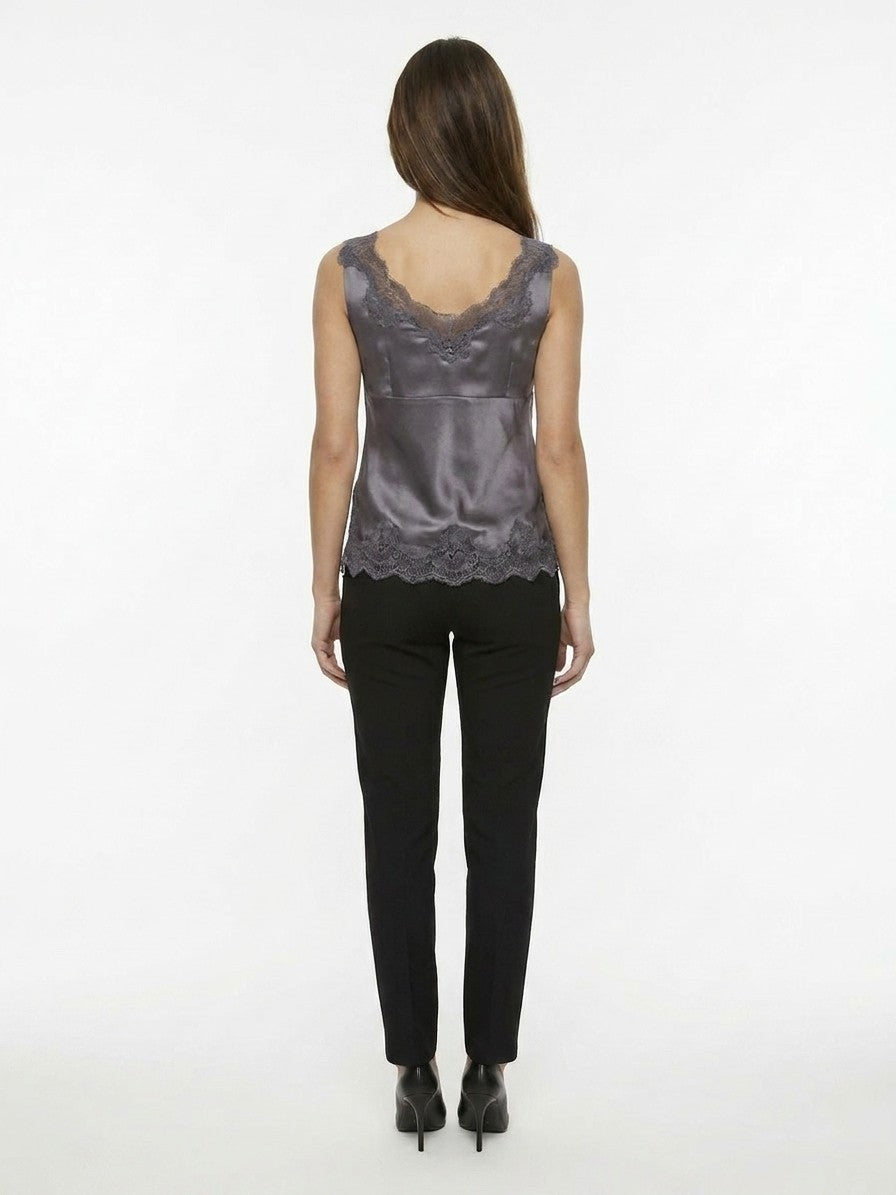 Gray Cotton Sleeveles T-Shirt