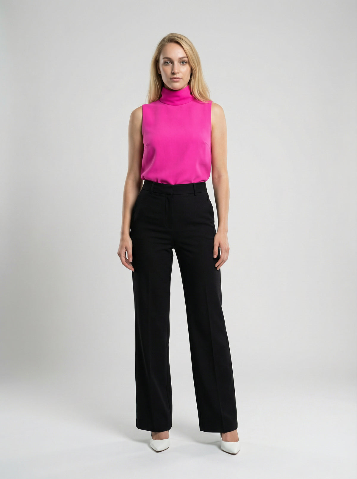 Pink Virgin Wool Sleeveles T-Shirt