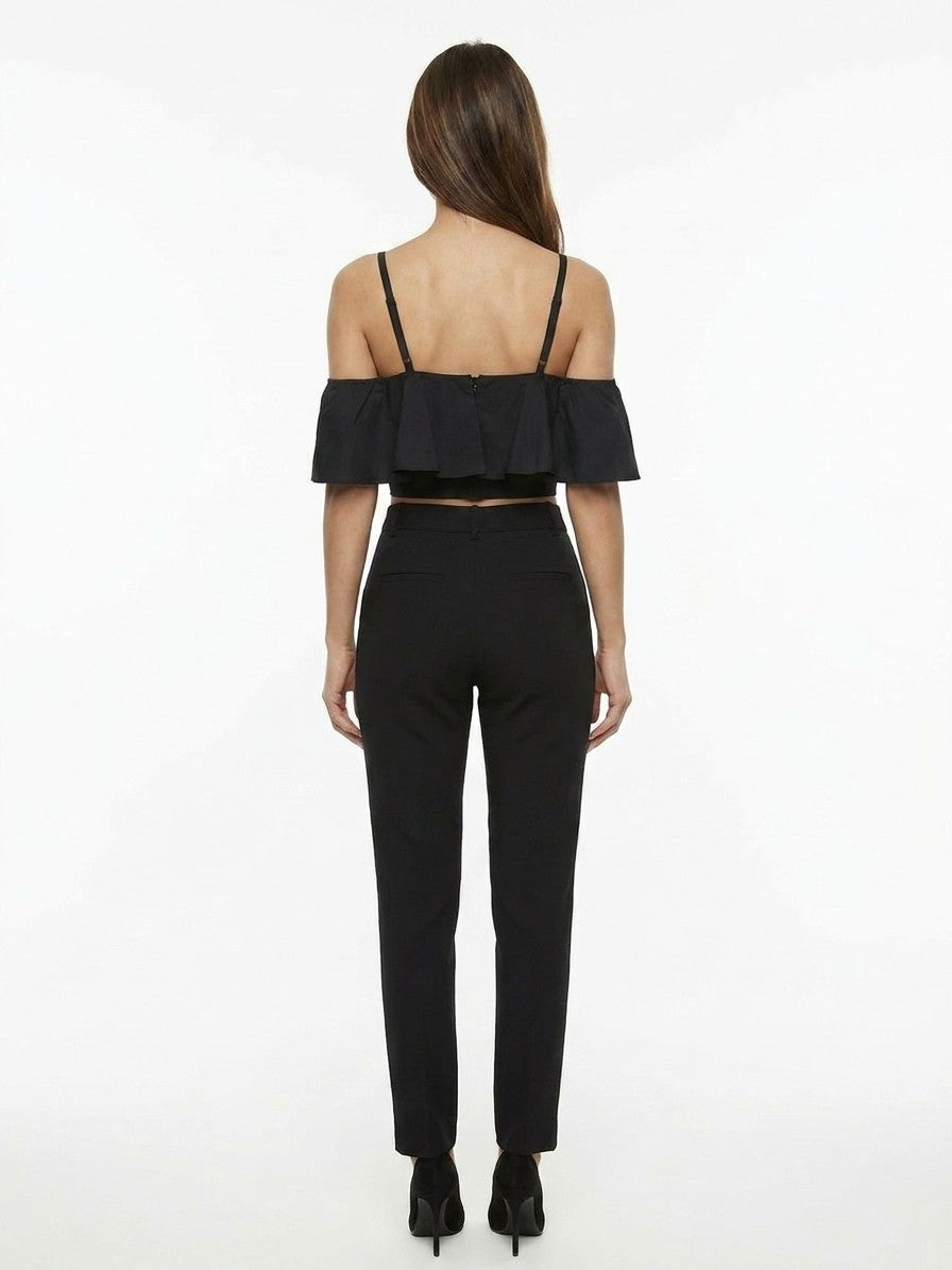 Black Cotton Sleeveles T-Shirt