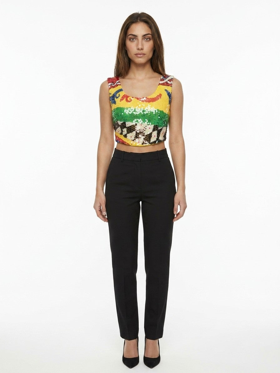 Multicolor Polyester Sleeveles T-Shirt
