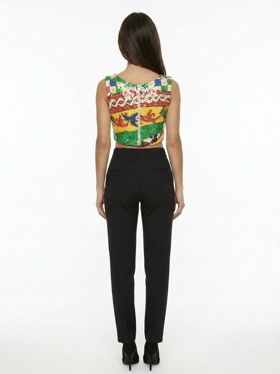 Multicolor Polyester Sleeveles T-Shirt