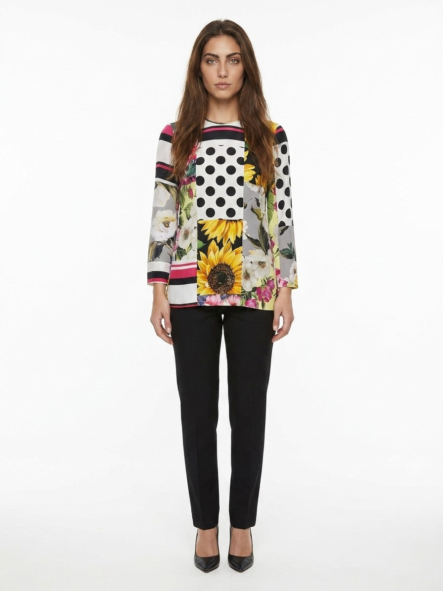 Multicolor Elastane Long Sleeve T-Shirt