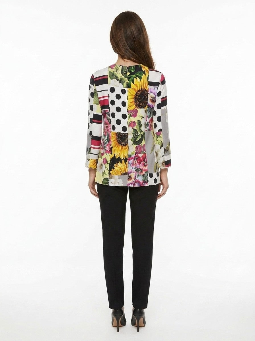 Multicolor Elastane Long Sleeve T-Shirt