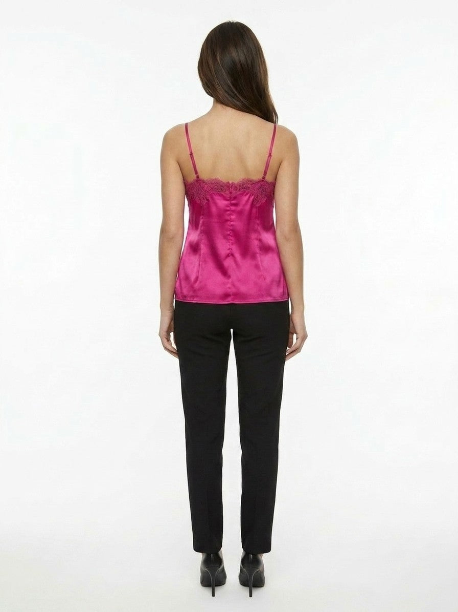 Pink Elastane Sleeveles T-Shirt