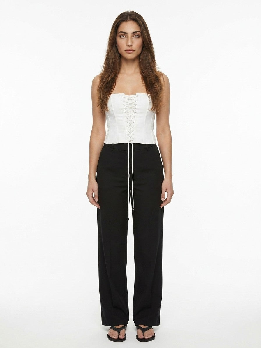 White Cotton Sleeveles T-Shirt