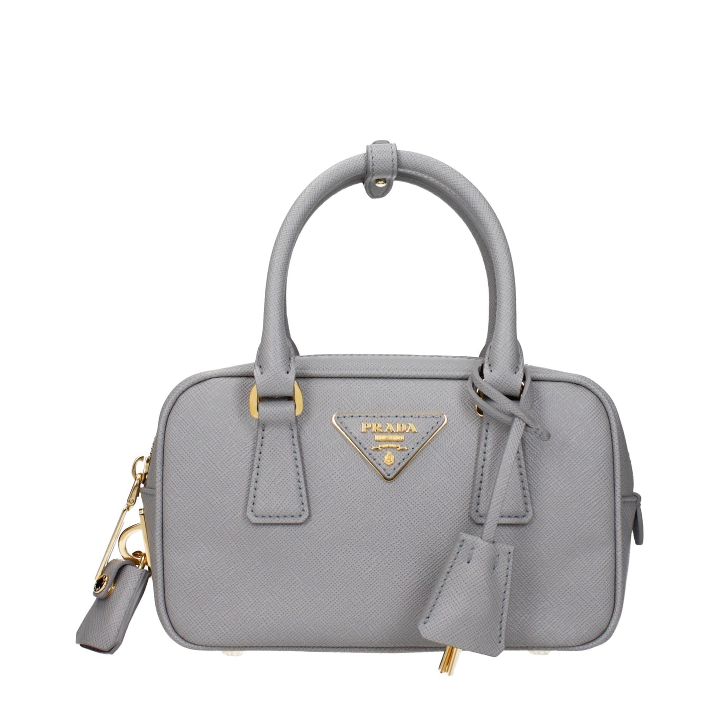 Gray Leather Handbag