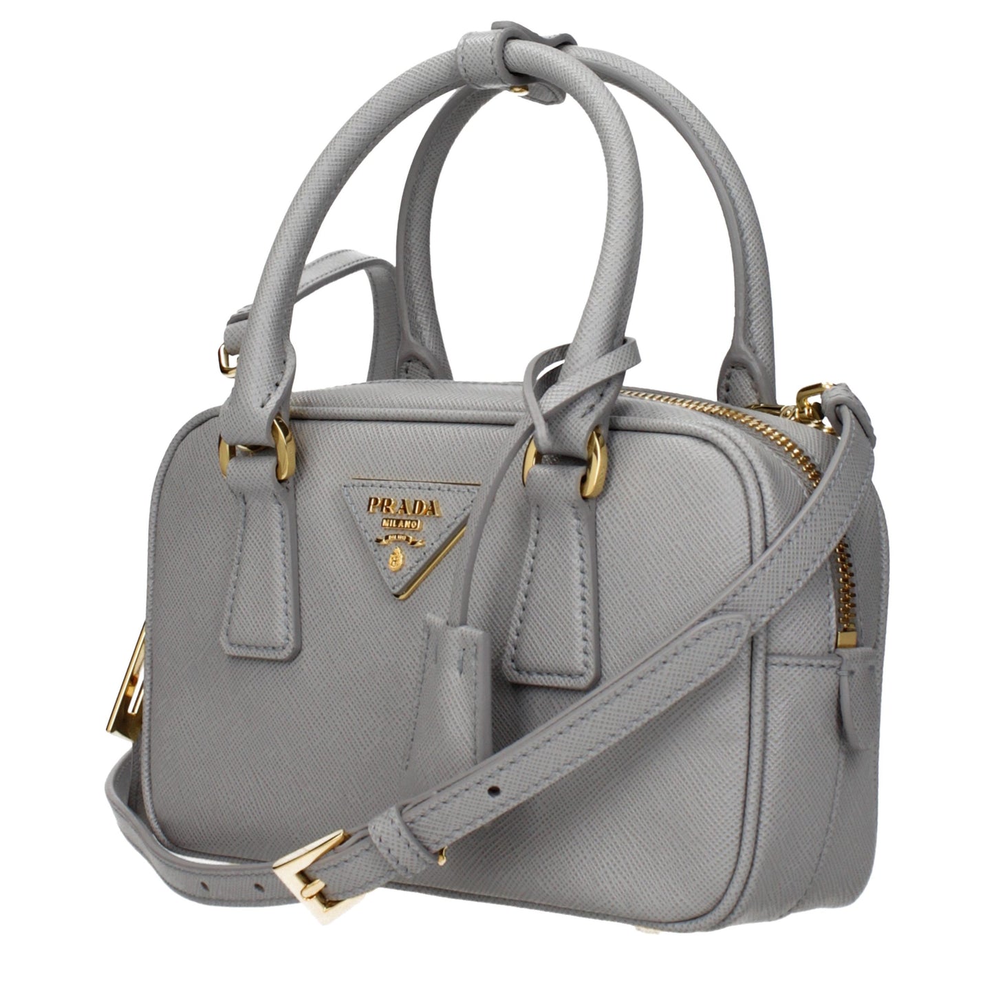 Gray Leather Handbag