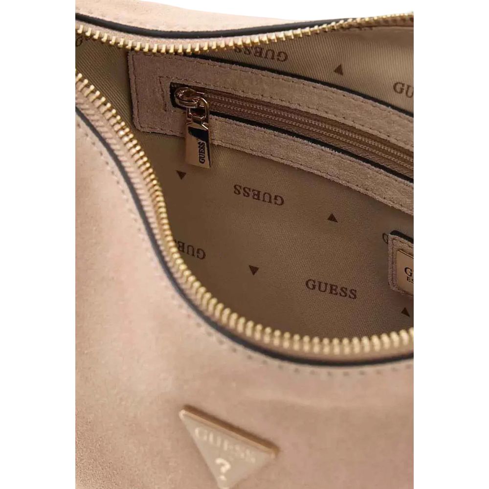 Beige Suede Leather Handbag