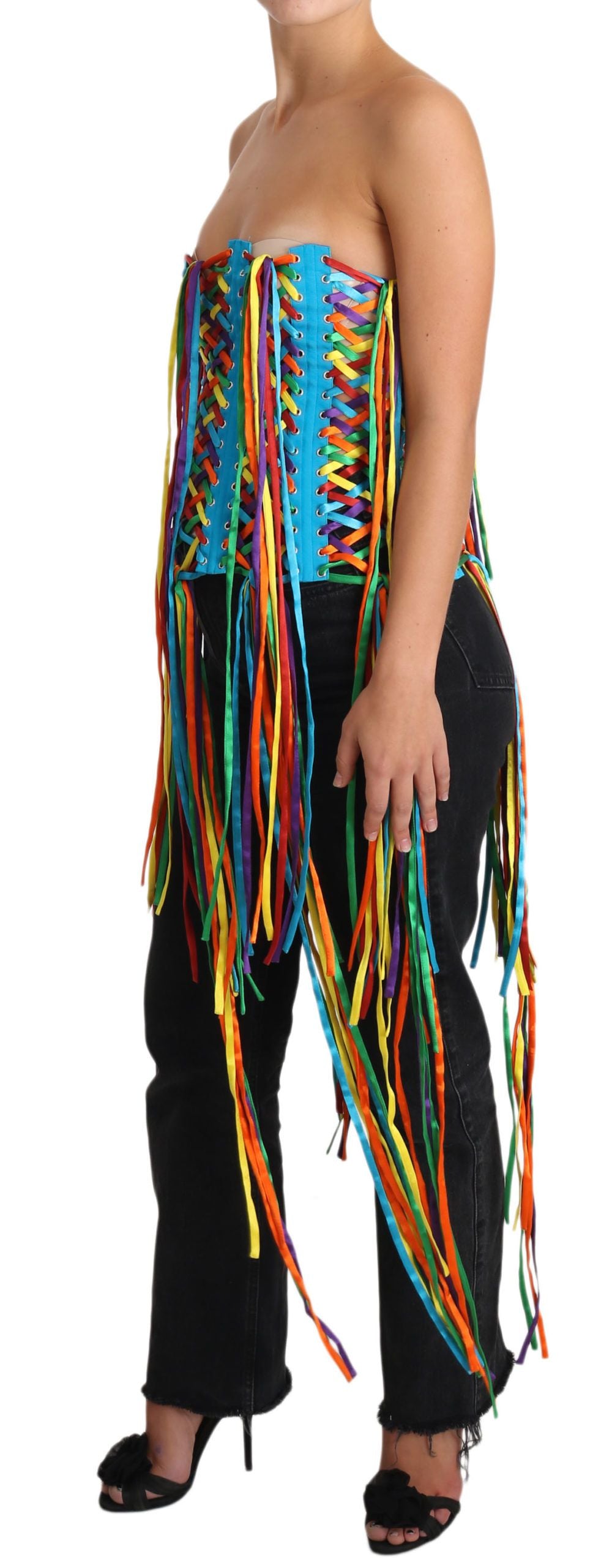Multicolor Strings Bustier Polyester Corset Top