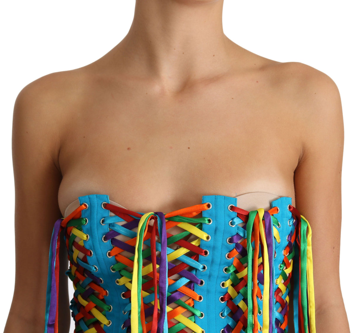Multicolor Strings Bustier Polyester Corset Top
