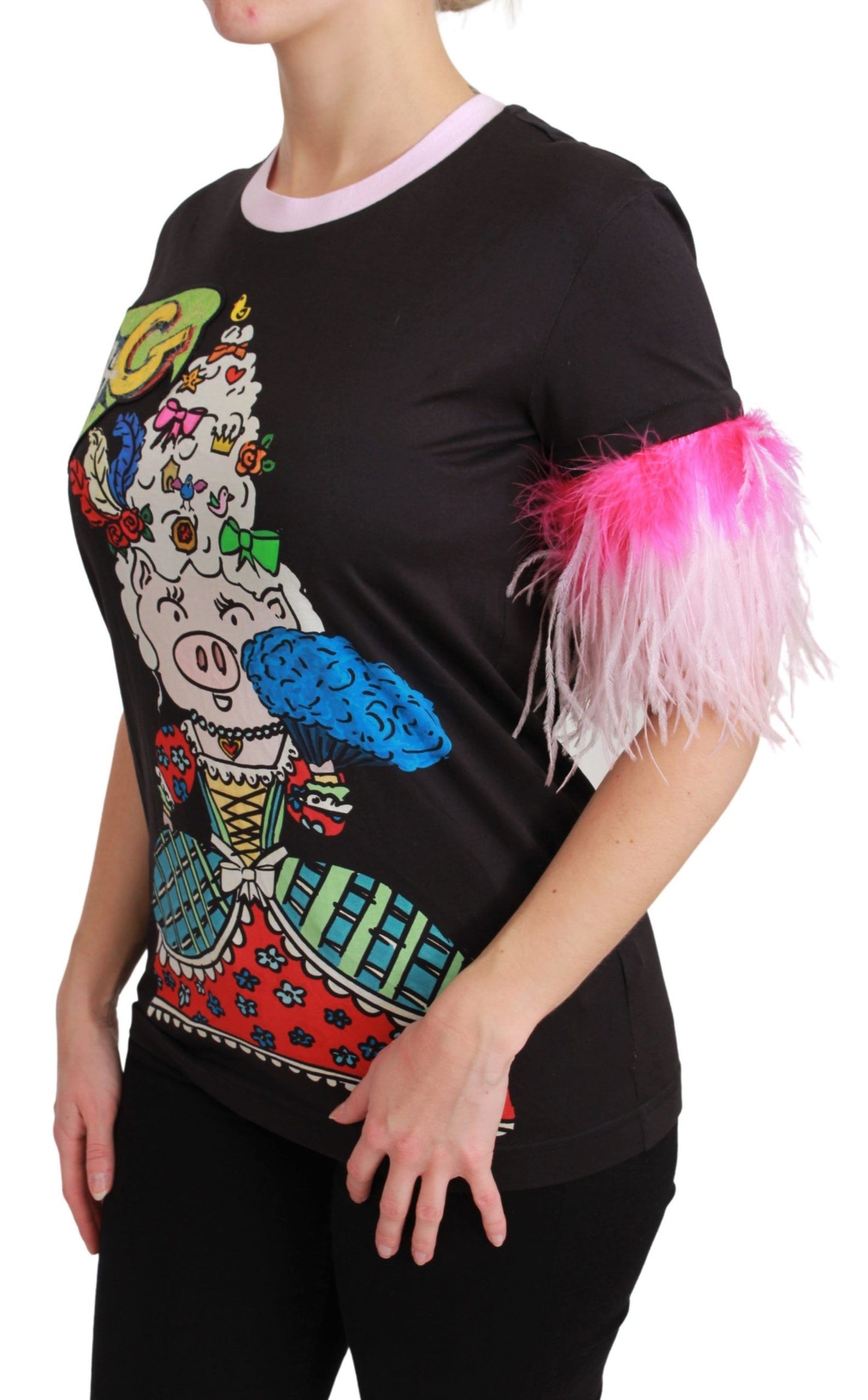 Black YEAR OF THE PIG Top Cotton T-shirt