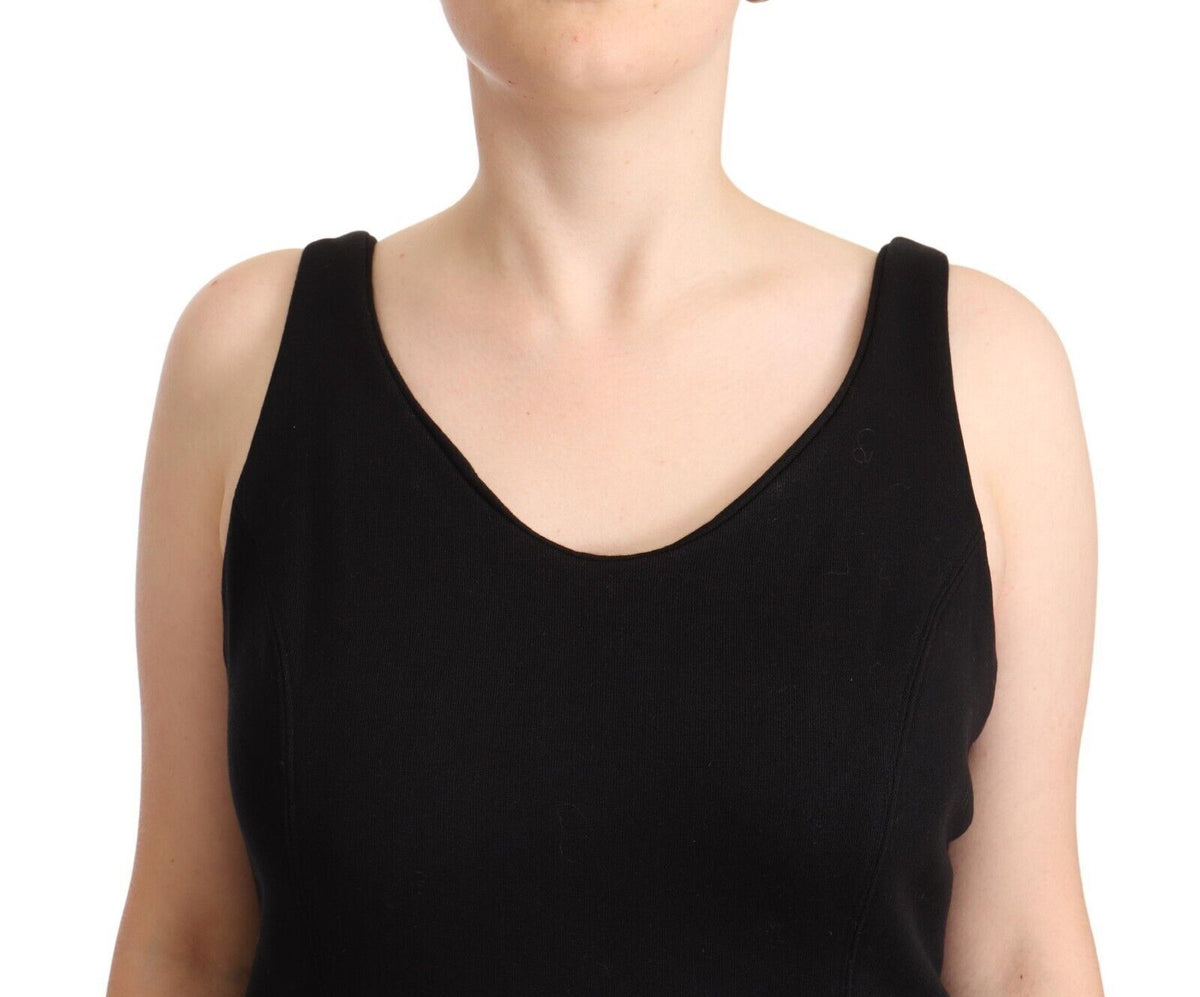 Black Cotton Sleevelesss Tank Casual Top